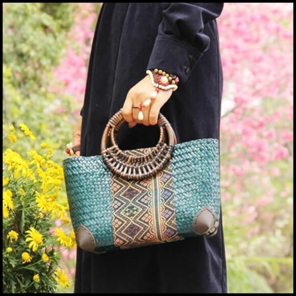 6178PrZehZL._AC_UY900_.jpg Boho Rattan Tote Bag Large Straw Woven Handmade Beach Vacation Retro